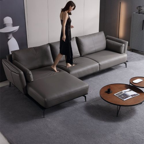 Sofa da phòng khách hiện đại HM48