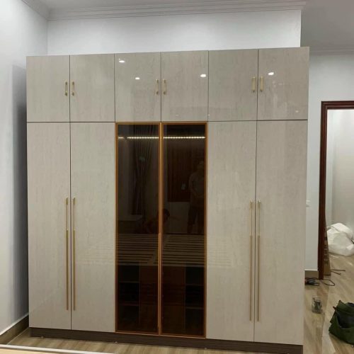 Tủ quần áo melamine cánh acrylic  HM24