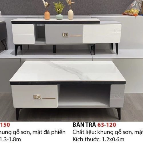 Bàn trà mặt đá sang trọng hiện đại HM08