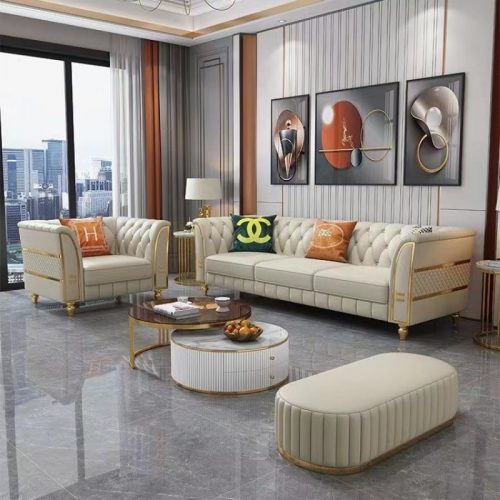 Sofa da cao cấp tân cổ điển- HM 52