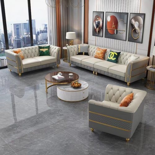 Sofa da tân cổ điển cao cấp HM52
