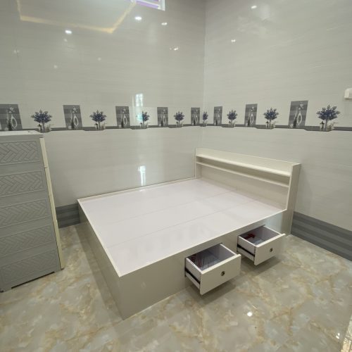 Giường Ngủ Đa Năng Trắng - Tích Hợp Kệ và Ngăn Kéo Thông Minh